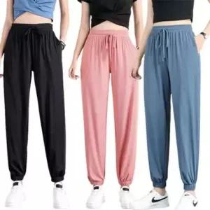 여성바지 여름바지 쿨링 밴딩 조거팬츠 플리츠 시원한 vXG6+6oKV