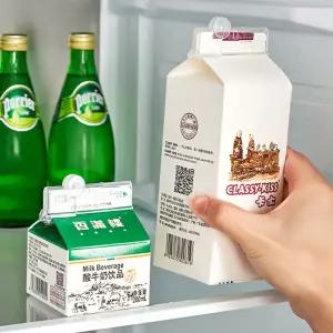 주방잡화 우유팩 밀봉 클립 우유 보관 마개 입구 집게 투명 홀더 2p