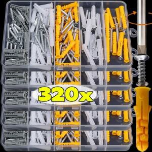 플라스틱 확장 튜브 월 앵커 패스너 셀프 태핑 스크류 파이프 드릴링 플러그 콘크리트 볼트 키트