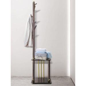 원목 옷걸이 현관 스탠드형 침실 옷장 행거 짙은호두나무색 오른쪽 코트랙