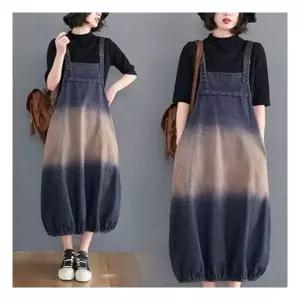 데님멜빵 LC75200 배색워싱 점프슈트 멜빵청치마 3125612