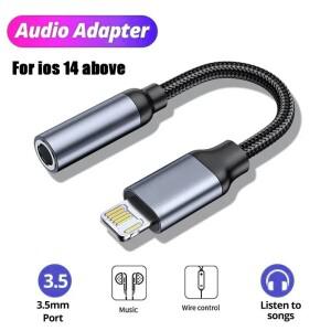 8핀 3.5mm 잭 AUX 케이블 iphone 호환 14 13 12 11 Pro Max IOS 남성-여성 어댑터 헤드폰 커넥터 오디오 분