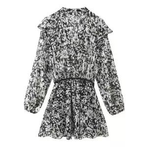 무천도사 여성 여성용 원피스 가을 정장 럭셔리 프린트 벨트 KKE3