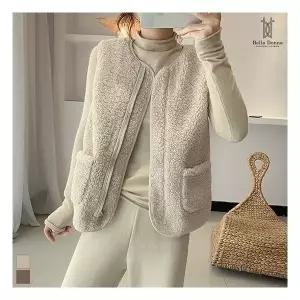 [이삐다]벨라도나 여성 겨울 양털 노카라조끼 뽀글이 이너조끼 3125468