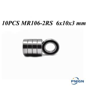 10피스 ABEC-5 MR106-2RS MR106 2RS 6x10x3mm 고무 씰링 커버 소형  깊은 홈 볼 베어링