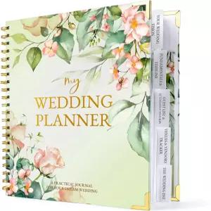 웨딩 플래너 책 및 정리함 - 탭 수납 포켓 체크리스트가 있는 132페이지 약혼 선물 신부 샤워 소장품