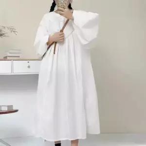 EAMT 원피스 여사친 롱 빈티지 프렌치 라운드 소매 펀칭 레이스 벌룬 YJ1