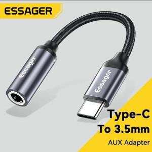 Essager USB Type C 3.5 잭 이어폰 어댑터 ~ 헤드폰 HUAWEI호환 P30 샤오미호환 Mi 10 9 용 AUX 오디오 케