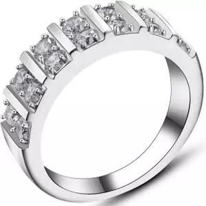 주드 주얼러스 스테인리스 스틸 큐빅 지르콘 이 웨딩 엔게이지먼트 밴드 링