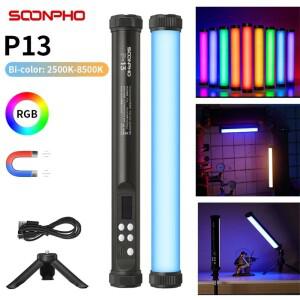 Soonpho P13 RGB Led 비디오 라이트 스틱 삼각대 2500K-8500K CRI 95  스튜디오 휴대용 튜브