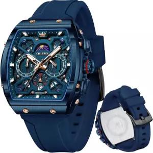 OLEVS 남성용 스타일리시 크로노그래프 방수 발광 실리콘 스트랩 다기능 시계 비즈니스 백인 손목시계