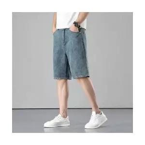 남성용 청반바지 여름 뉴 쇼트 레셀 와이드 슬림핏 트렌드 부 바지 청 반 CH1