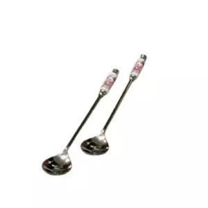 핑크 식기 수저 세트 숟가락과 티스푼 2개 까메오 디자인 가정용