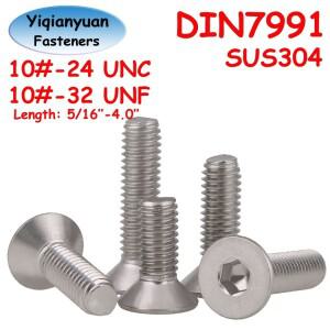 이첸위안 10  -24 UNC -32 UNF DIN7991 SUS304 스테인레스 스틸 육각형 소켓 접시 머리 나사 알렌 키 플랫