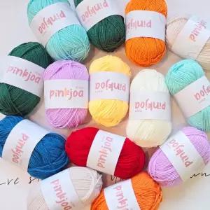 핑크조아 뜨개질 인형실 키링 50g밀크코튼 손뜨개질 블랭킷실 모티브실 펀치니들 코바늘 털실 면사