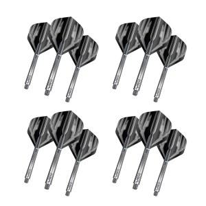 레드 드래곤 다트 플라이트 & 스템 콤보 - 표준 비행 4세트와 중간 VRX 팩당 4세트