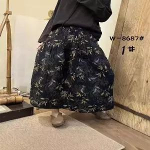 루타꽁몰 여친 치마 롱 가을 꽃 프린트 A라인 밴딩 중기장 HO3