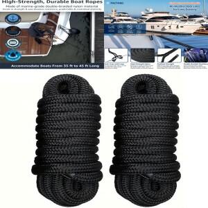 4.6m/15ft 블랙 보트 도크 라인 헤비 듀티 계류 로프 앵커 마린 그레이드 요트 낚시 나일론