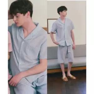 [갤러리아] 남 면레이온 요루 은은한 안개꽃나염 기본 남자파자마 잠옷(WPA7181M BU)