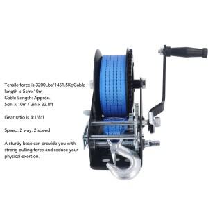 보트 윈치 3200lbs 소형 핸드 합금강 강력한 견인 2 웨이 래칫 미끄럼 방지 핸들 산업용 트레일러