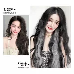 여자 롤링 포인트 컬러 헤어피스 붙임머리 부분 가발 wBT7+3uJd
