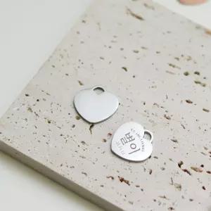 위드몽뜨 강아지 써지컬 인식표 고양이 이름표 실버(무도금)하트S 펜던트 블랙각인 기본각인