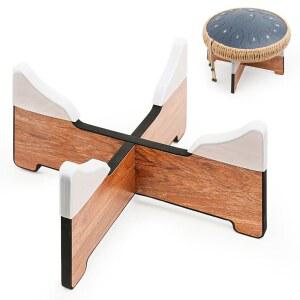 다잉크스 우드 드럼 스탠드, 14인치 탈착식 패드 텅 삼각대 탱크 디스플레이 랙, 4개의 방음 패드가 있는