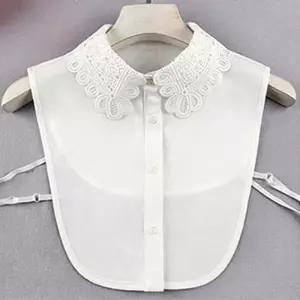 플라워 자수 레이어드 넥케이프 블라우스 레이스 셔츠 TLQ9+9ZSR