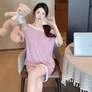 수피 여름 반바지 세트 파자마 프렌치 반팔 커플 잠옷세트 미니스커트 JEN1