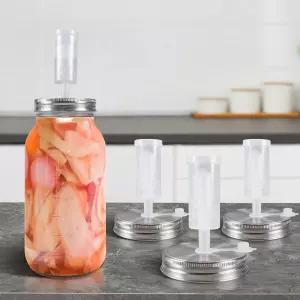 DESENNIE 4 세트 발효 키트 뚜껑 스테인리스 스틸 키트(BPA 프리 에어록 포함) 포함 와이드 마우스 메이슨