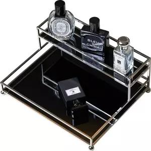 2단 고급 사각 진열대 화장품 선반 수납 향수 와이드 베이지