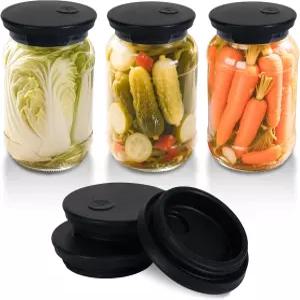 킹그랜드 키친 발효 절임 및 프로바이오틱 식품 3팩 만들기용 일반 메이슨 병용 실리콘 워터리스 에어락