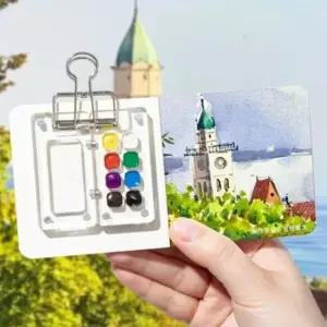 [문구/오피스] 미술 물감 투명 믹싱 휴대용 팔레트 케이스 8색 세트