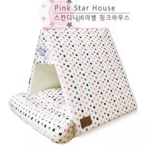 [반려] 강아지 고양이 하우스 집 쉼터 쿠션 방석 별 핑크