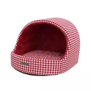 [반려] 강아지 체크 하우스 레드 중형 1P 고양이 방석 숨숨집