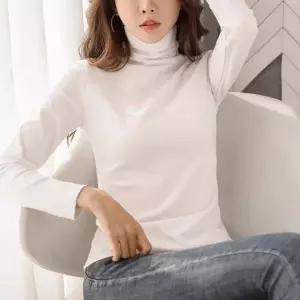 여성 피치기모 하이넥 폴라티 긴팔 터틀넥 목티 티셔츠