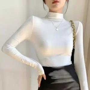 여성 슬림핏 반목폴라 반폴라 이너 긴팔 티셔츠 레이어드룩