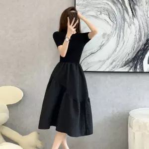 여친 니트 원피스 스커트 블랙 볼륨 작은 반폴라 OP1