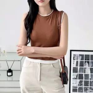 제닐 뉴트럴 엣지 레이어드 배색 나시 티 SD-250727