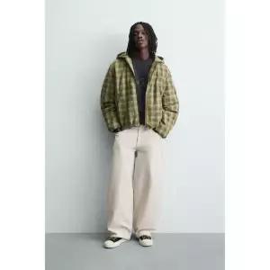 [국내] ZARA 자라 체크 후드 재킷 - 라이트 그린
