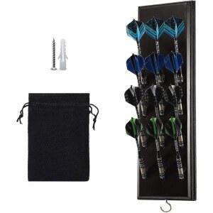 FDLS 다트 홀더 벽걸이 디스플레이 12 또는 15 스틸/소프트 팁 다트, 금속 후크가 있는 벽용 캐디, 액세서리 보관 가방