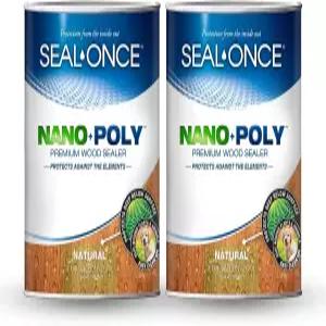 폴리우레탄이 포함된 씰-원스 나노+폴리 관통 목재 씰러 - 프리미엄 방수 실란트 2갤런 및 내추럴