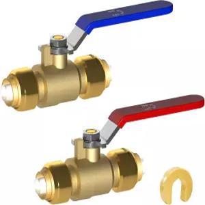 Hourleey 2피스 1/2인치 온수 및 냉수용 푸시 핏 풀 포트 볼 밸브 분리 클립 워터 스톱 차단 각 1피스