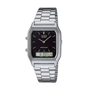카시오 AQ-230A-1D 정품 공용 스퀘어 메탈 손목 시계