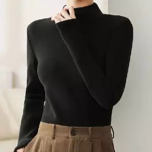 여성 기모 목폴라 티셔츠 겨울 긴팔 이너 목티 레이어드