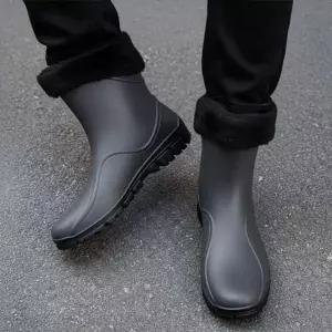 미들 기모 레인부츠 남성 방한 부츠 스톰 웨이브 방수 장화