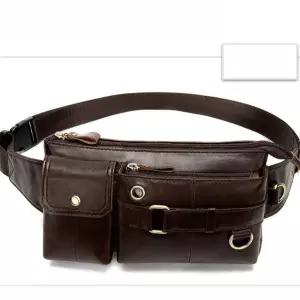 캐주얼 빈티지 남성 힙색 마룬트 두층소가죽 핸드폰 가방 CH5