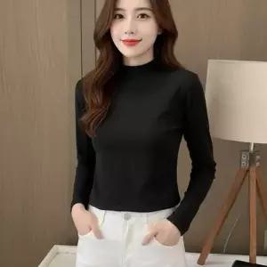 여성 기모 하이넥 긴팔 티셔츠 무지 폴라티 데일리 이너웨어