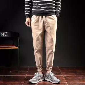 남성 면바지 허리밴딩 슬랙스 롤업 팬츠 면 스판 데일리 바지