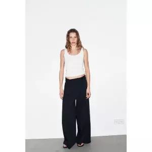 [국내] ZARA 자라 플리츠 핀스트라이프 팬츠 - 네이비 / 화이트